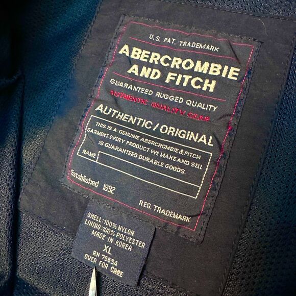 Abercrombie & Fitch Y2K Nylon Windbreaker Vest Navy Blue Men's XL - Picture 4 of 11